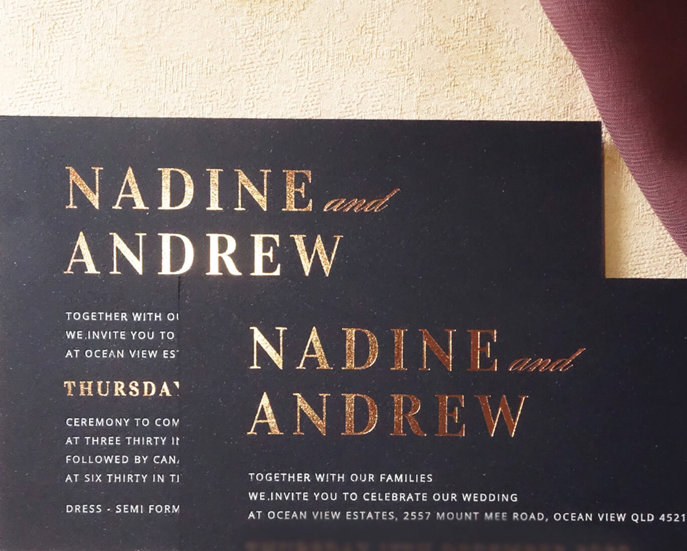 Dark Navy wedding invitation screenprint